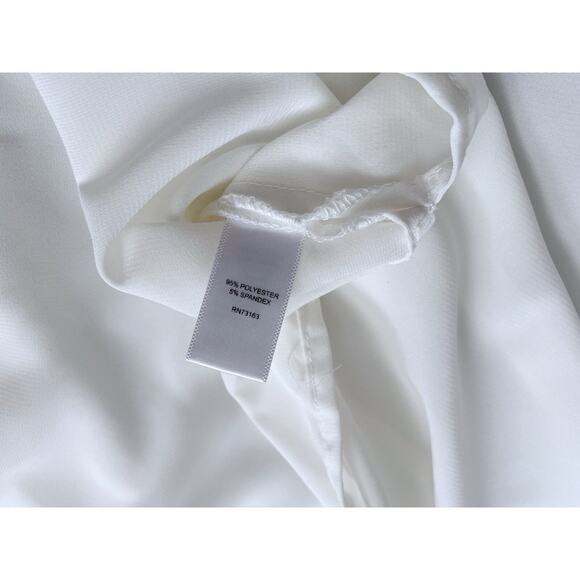 SPENSE Womens Plus Size 2X Sleeveless White Black Trim Pleated V Neck Tank Shirt - Picture 4 of 5